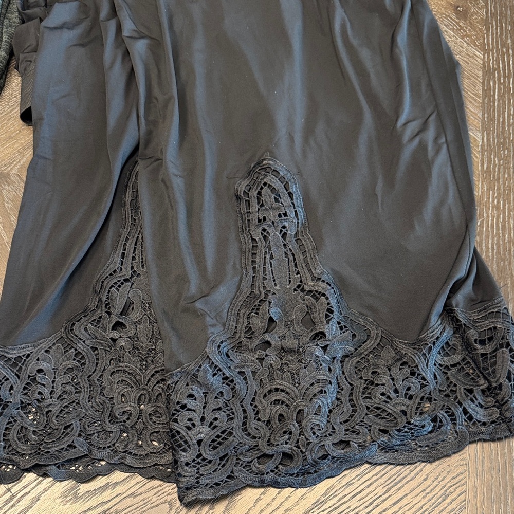 Roamans Thin Elegant Black Lace Pants w/Stretch Band